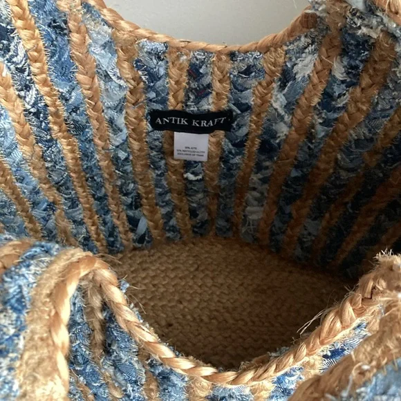 ANTIK KRAFT Ruhi Tote JUTE bag Blue - Picture 3 of 6
